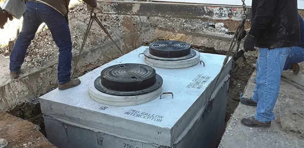 Grease trap installation for a commercial property drainage system in Tuscaloosa, AL