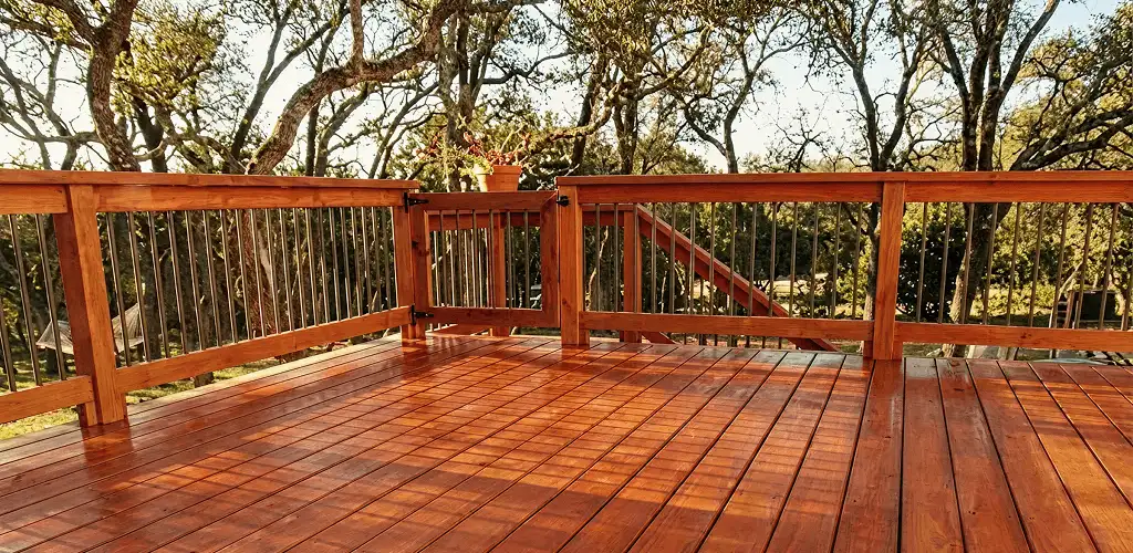 Deck sealing results with a freshly sealed wood deck in Tuscaloosa, AL